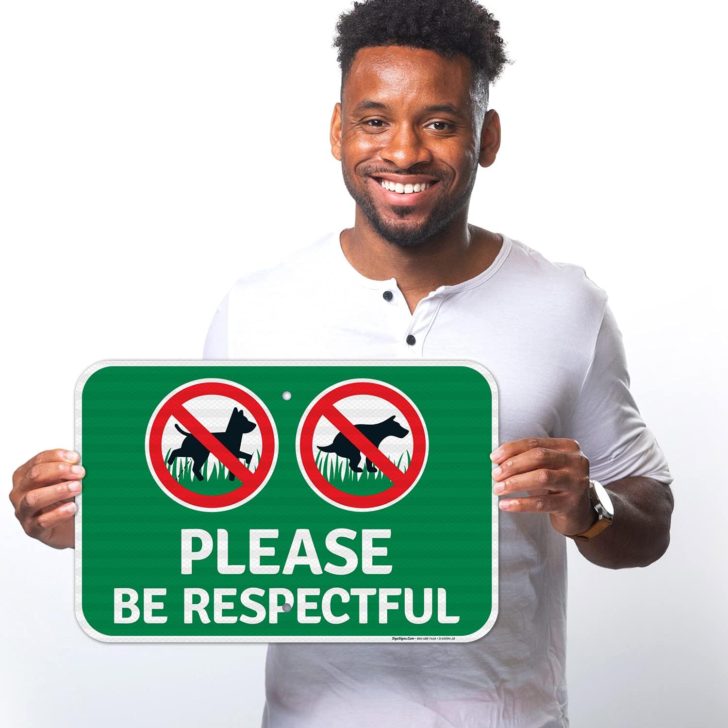 Please Be Respectful No Dog Peeing and Pooping Sign, 12x18 Inches, 3M EGP Reflective .063 Aluminum, Fade Resistant, Made in USA