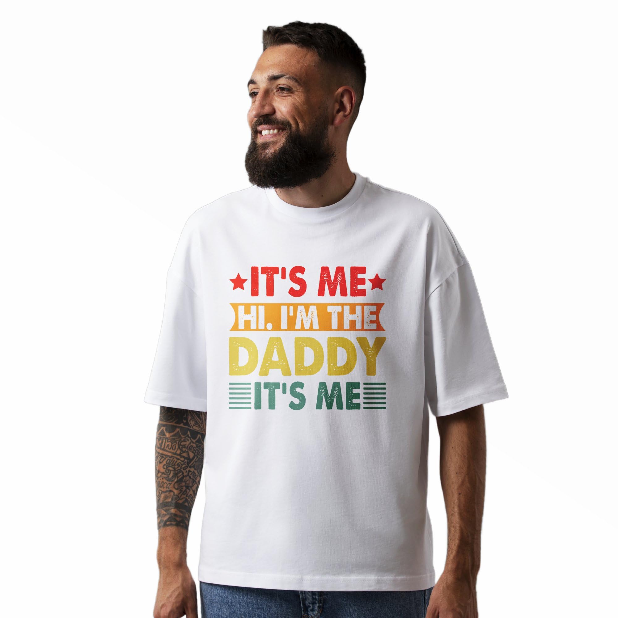 Seek Buy LoveMen's Oversized T-Shirt Hi, I'm The Daddy Funny New Dad Gift, Comfortable Casual Wear, Unique Father's Day Present