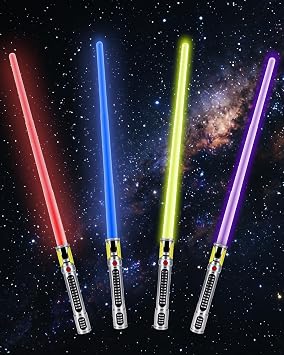 7 Color Retractable Light Saber, Light sabers Star Wars, Light Sabers with Motion Sensors, Light up Sword Ideal for Teenagers Gift, Halloween Xmas Dress Up Parties, Birthday Present (4PCS)