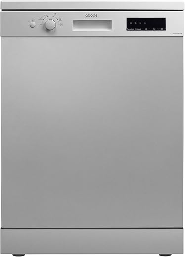 Abode Freestanding Dishwasher Class E with 12 Place Settings, 6 Wash Programs, 24-Hour Delay Start, Removable Cutlery Basket & Deep Clean Function in Stainless Steel A60DW00E1SS