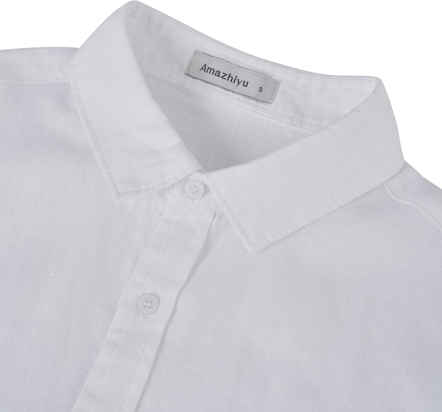 Amazhiyu Men‘s 100% Linen Short Sleeve Button Down Shirt Casual Summer Beach Tops