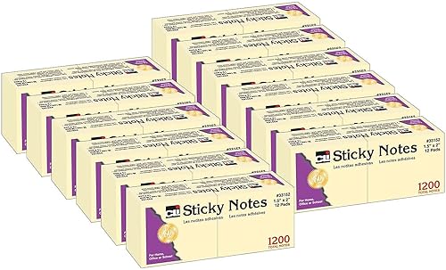Charles Leonard Notas adhesivas, 1.5" x 2", amarillo, 100 hojasbloc, 12 blocs