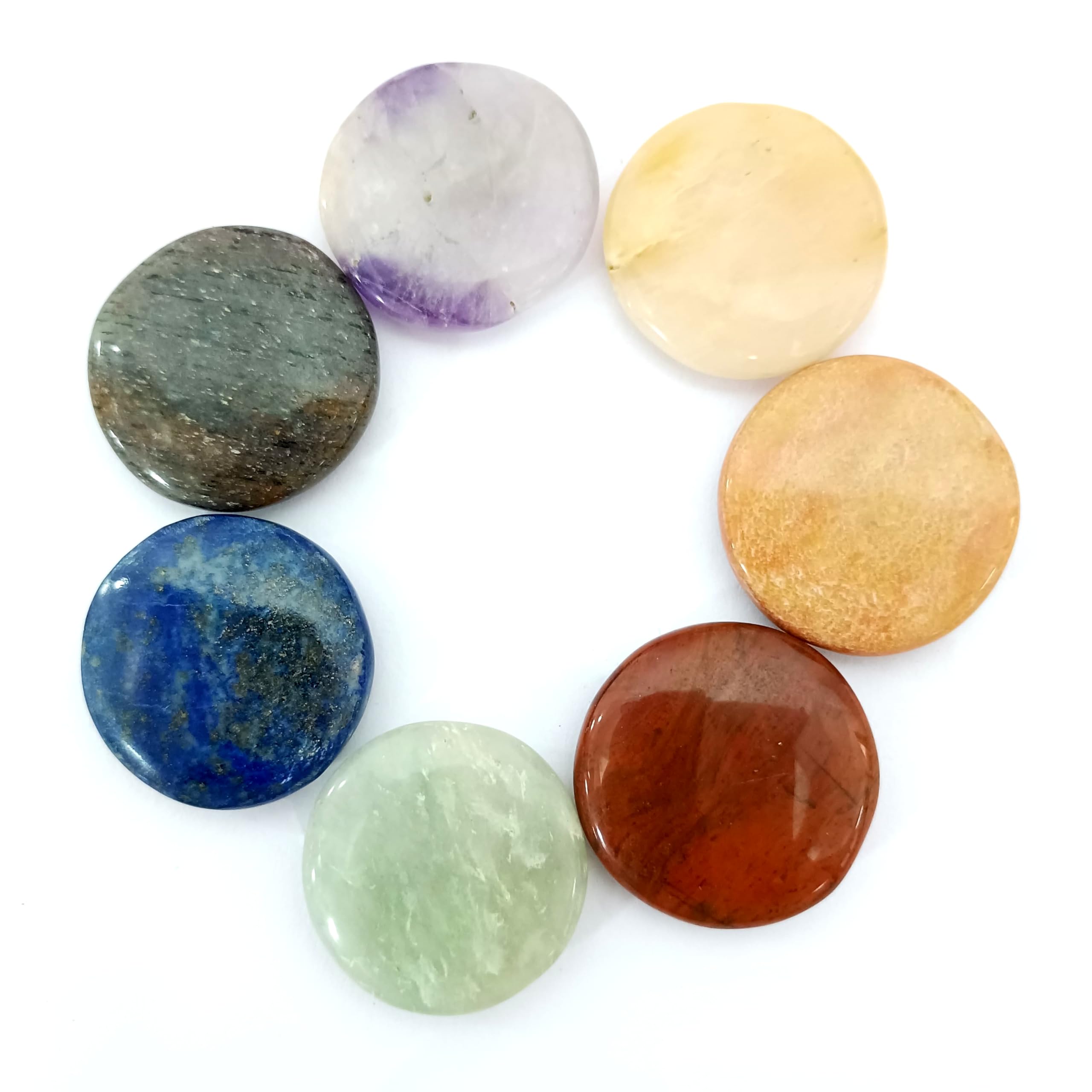 Chakra Round Stone Set Plain | Natural Crystal Round Stone Collection for Home Décor, Collection & Gift Use