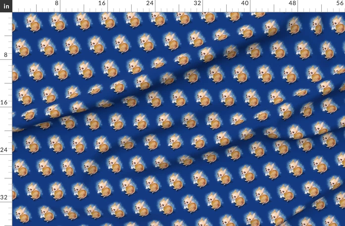 Spoonflower Fabric - Chihuahua Blue Medium Pattern Dog Bear Puppy Pet Toy Breed Printed on Polartec(R) Fleece Fabric by The Yard - Sewing Blankets Loungewear and No-Sew Projects