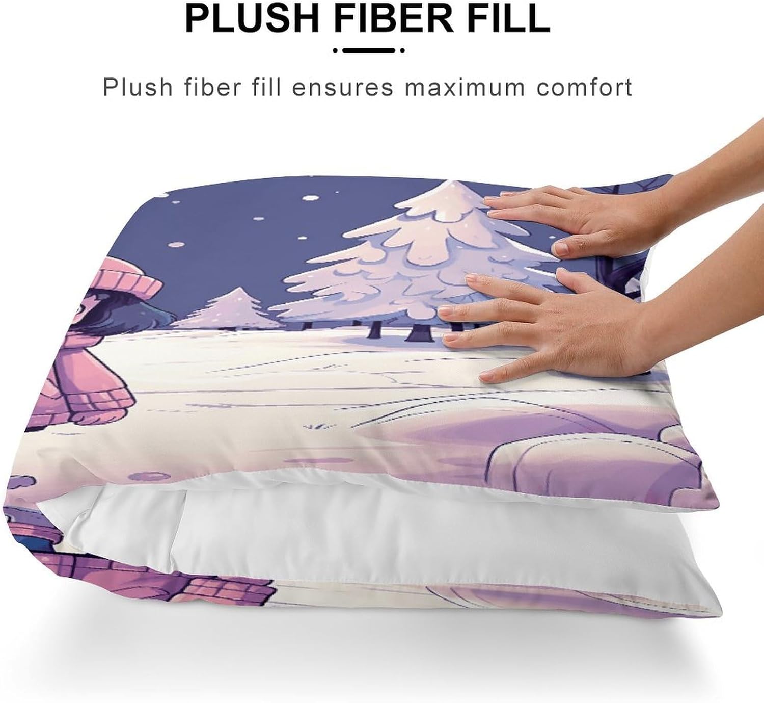 Winter Girl Cartoon Body Pillow Cover Soft Breathable Long Pillows Cases with Hidden Zipper Cozy Pillow Case Personality Luxury Pillow Protector 18.9x53 in