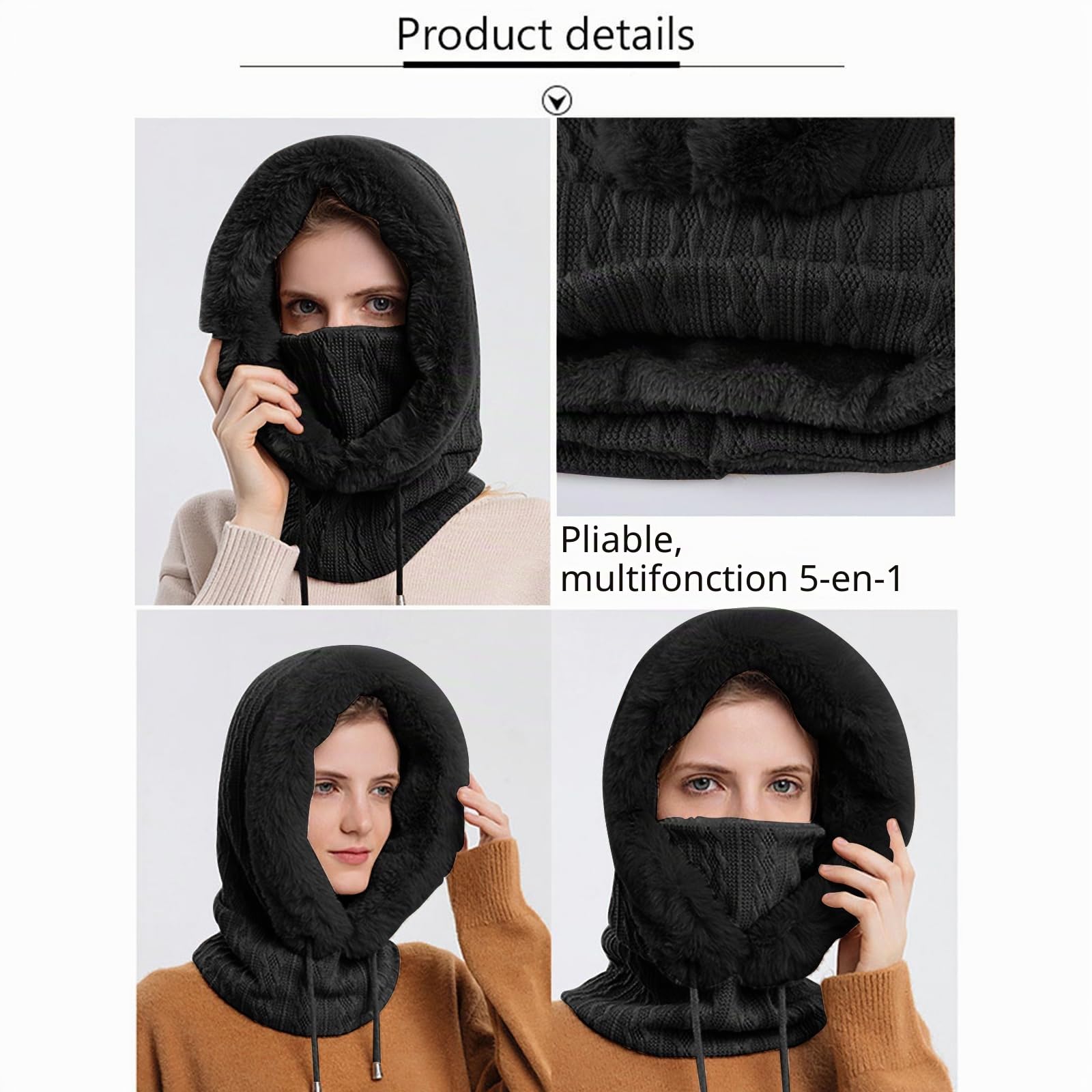 YAMEE Cagoule Femme Hiver Chaud,Balaclava Femme Chapeau Cagoule,Chapeau d'hiver pour Les Sports De Plein Air d'hiver