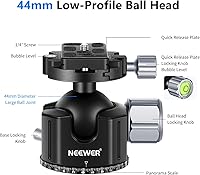 Vista 2 de Neewer Cabezal de trípode de cámara DSLR de perfil bajo, cabeza de trípode de montaje panorámico de 1.732 in con placa de liberación rápida de 1/4