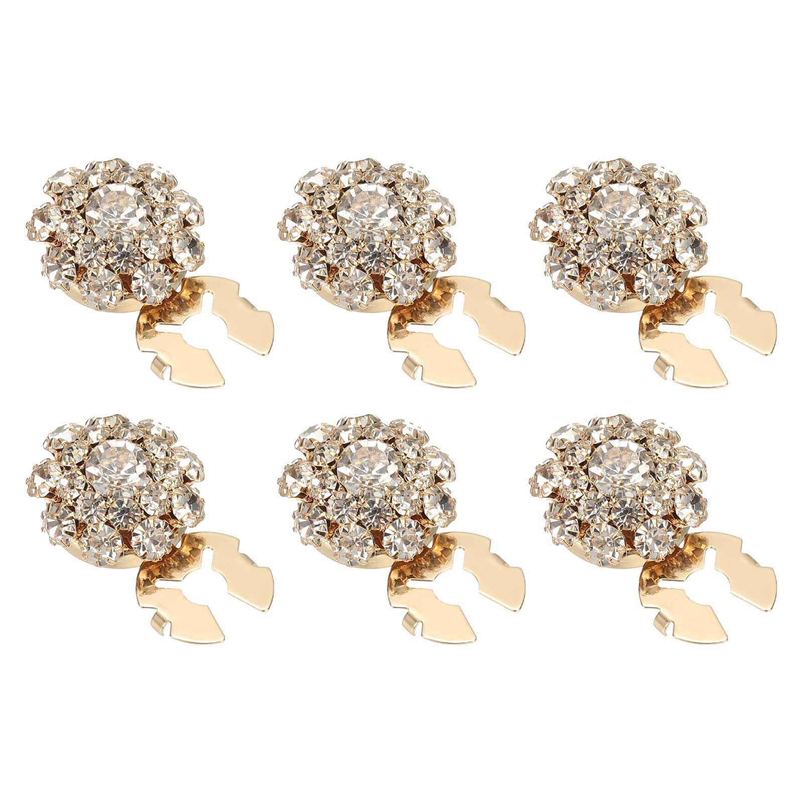 PATIKIL 6 Pcs Rhinestone Button Covers, 17.5mm 11/16" Decorative Buttons Clips Detachable Sewing Kit Replacement for Women Men DIY Crafts Holiday Decor Dress Accessories, Gold