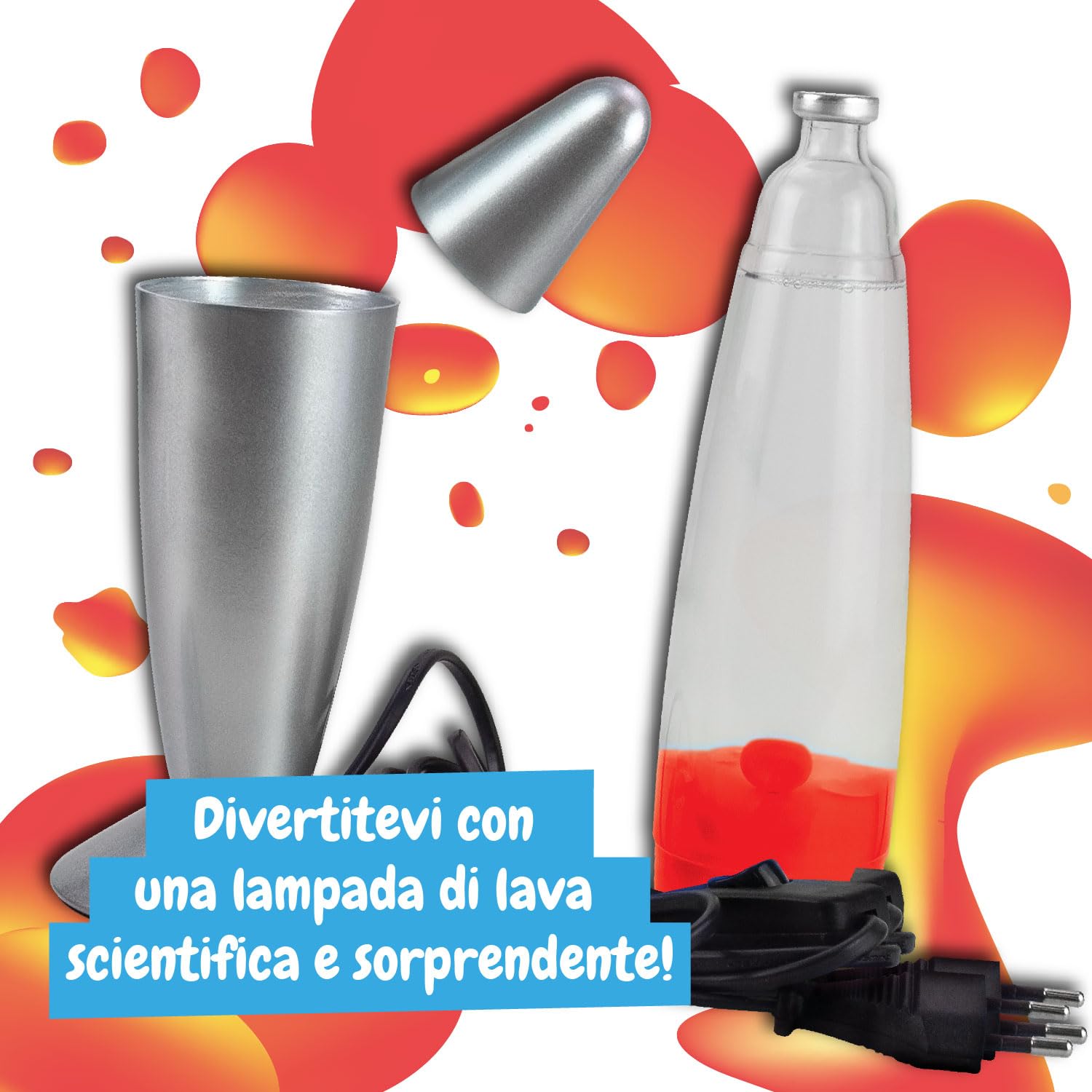 Science4you Lampada di Lava - Lava Lamp Rossa per Bambini 7 8 9 10+ Anni, Lampada con Luce Notturna + Lampadina Extra, Gioco Educativi, Giochi, Giocattoli, Regalo per Bambino e Bambina 7 8 9 10+ Anni
