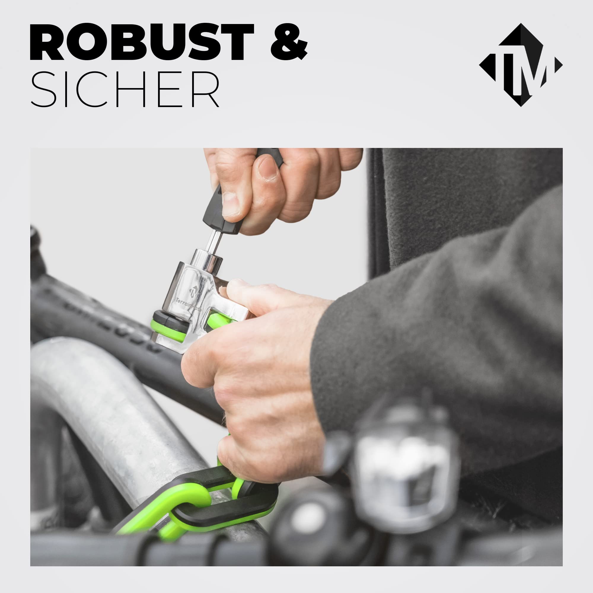 TerrainMate Kettenschloss Fahrrad, Scooter & Co. | Fahrradschloss eBike Hohe Sicherheit | Bike Lock | Fahrrad Schloss | 95 cm Kette