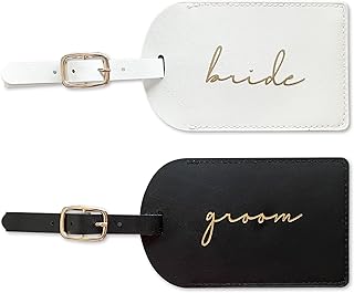 HubbyWifeyGifts Bride and Groom Luggage Tags, Wedding Gifts for Couples 2025, Bridal Shower Gifts for Bride, Travel Essentials for Honeymoon Newlyweds