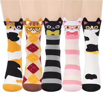 AGRIMONY Womens Cat Socks Cute Animal Socks Dog Valentines Easter Fun Gifts for Women