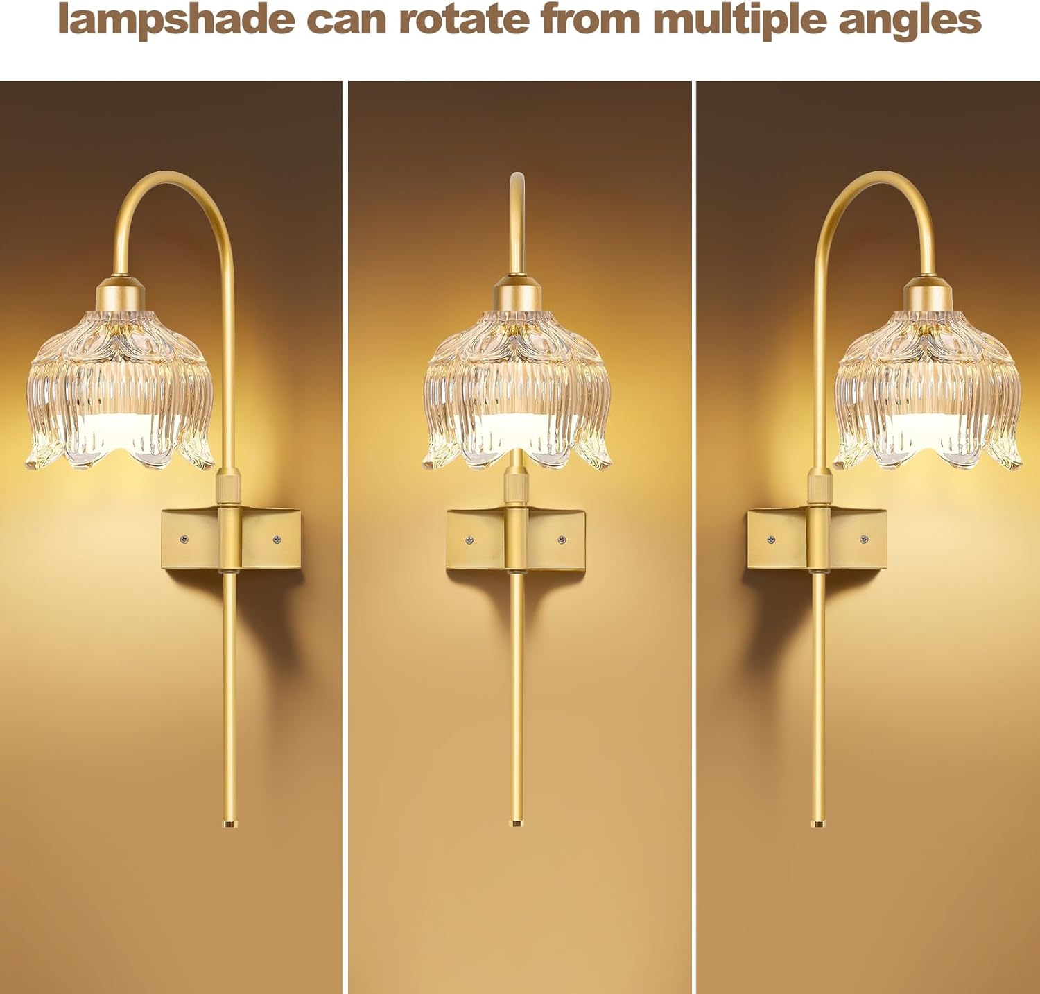 Vintage Battery Operated Wall Sconce with Flower Glass lampshade,Dimmable Battery Operated Wall Sconces Set Of Two,Rechargeable Battery Wall Lights lamp with13 Colors for Bedroom Living Room Hallway