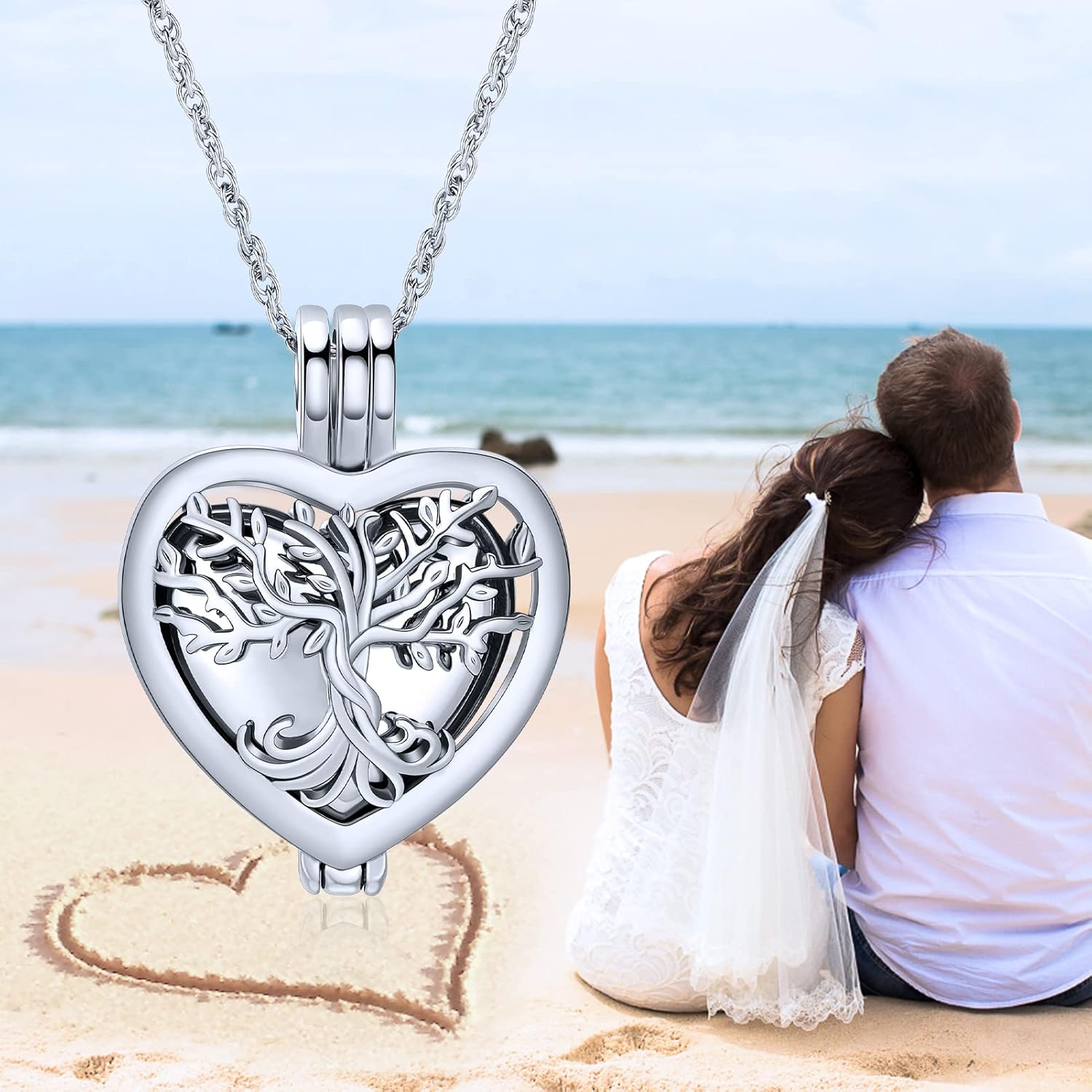 shajwo Heart Cremation Jewelry Tree of Life Urn Ashes Necklace for Women Men Loved One Memorial Human Ash Pendant - Image 5