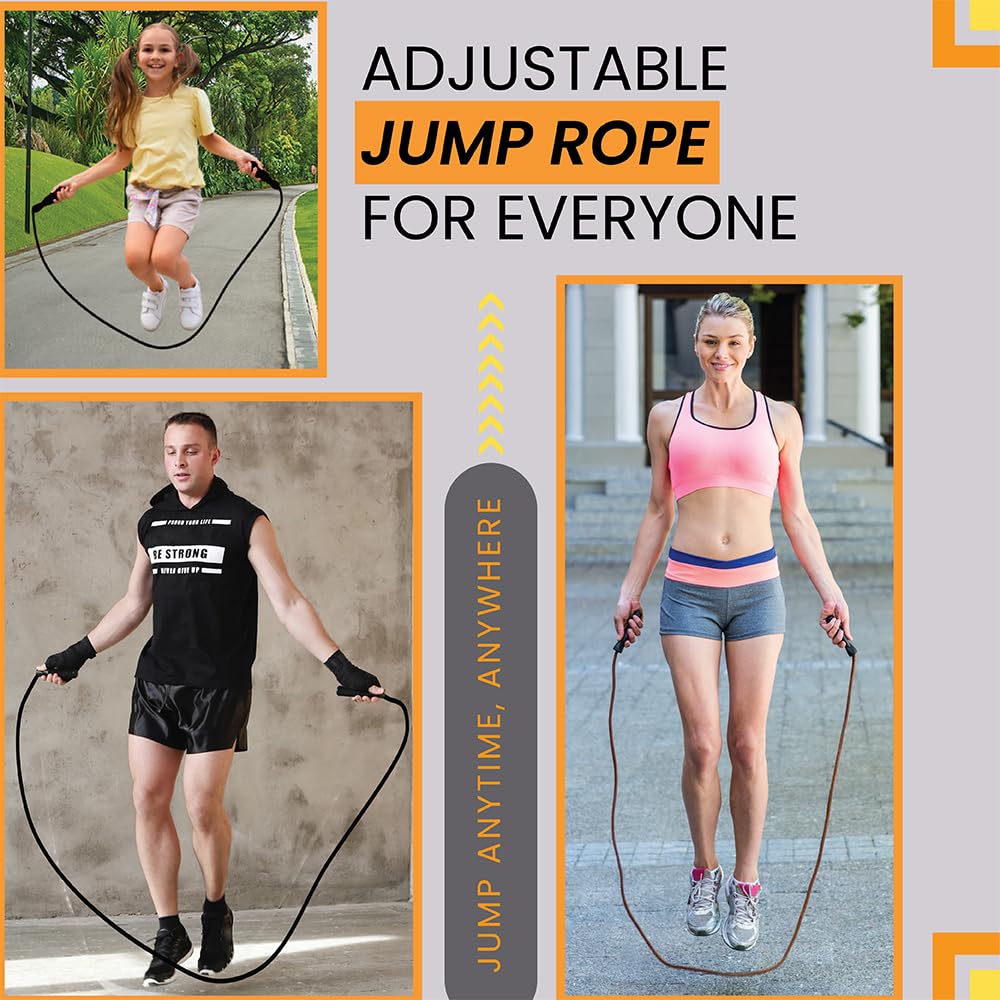 Logics Best Adjustable Jump Rope for Men - Tangle-Free Jumping Rope with Ball Bearings - Jumprope for Fitness Women & Men