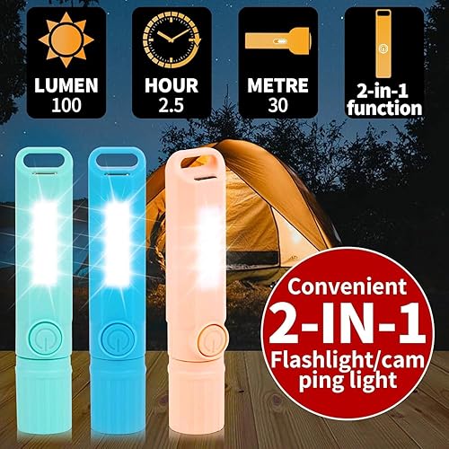 Miniatura 9 de Hilngav Paquete de 6 mini linternas LED pequeñas recargables USB C, linterna de campamento, linterna de campamento, linternas ultraligeras con zoom,