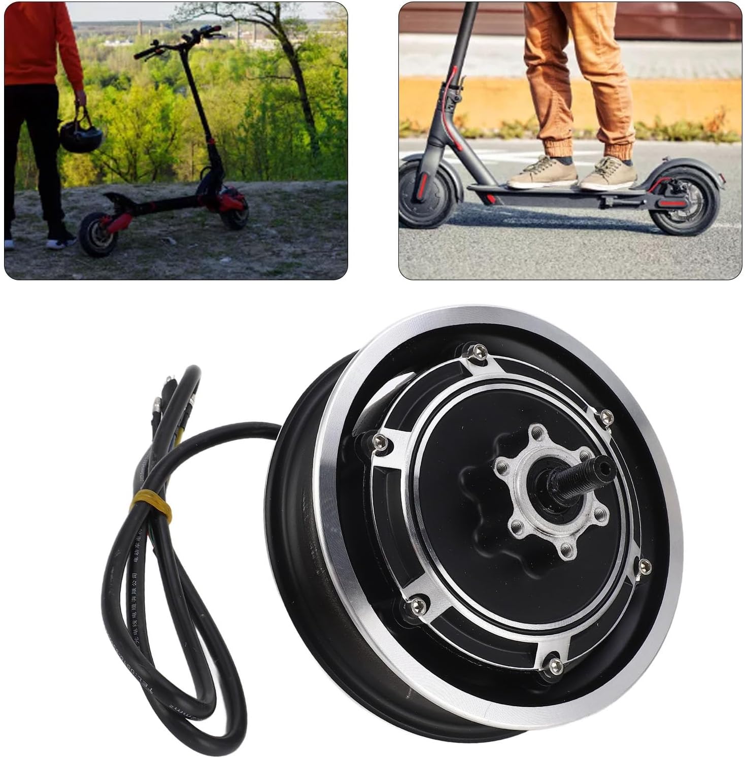 48V 1000W Wheel Hub Motor, 10 Inch Electric Scooter Brushless Disc Brake Hub Motor for E Bike Modification