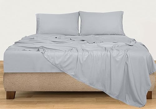 Miniatura 8 de ROYALE LINENS Juego de sábanas de 300 hilos 100% algodón peinado de fibras largas, 4 piezas, 1 sábana bajera, 1 sábana encimera y 2 fundas de