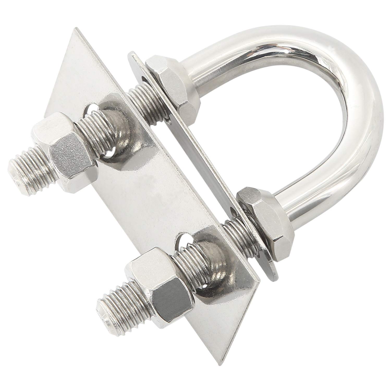 NovelBee 2-Pack of Stainless Steel Bow Stern Eye Tie Down U Bolt with Nuts and Washers,Stock Dia.1/2" (Length:3-3/4")