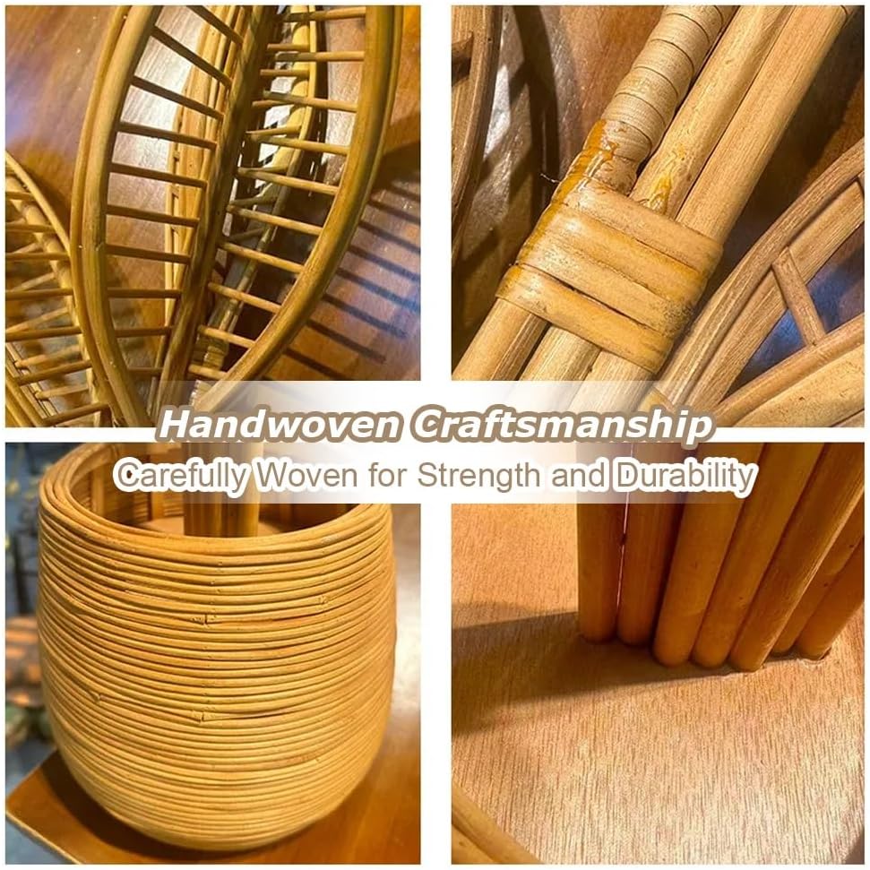 Handwoven Rattan Leaf Decor, Natural Wicker Floor Decor, Rattan Decor Sculpture, Decorative Wicker Tropical Leaf Decor for Living Room, Bedroom, Balcony, Entryway