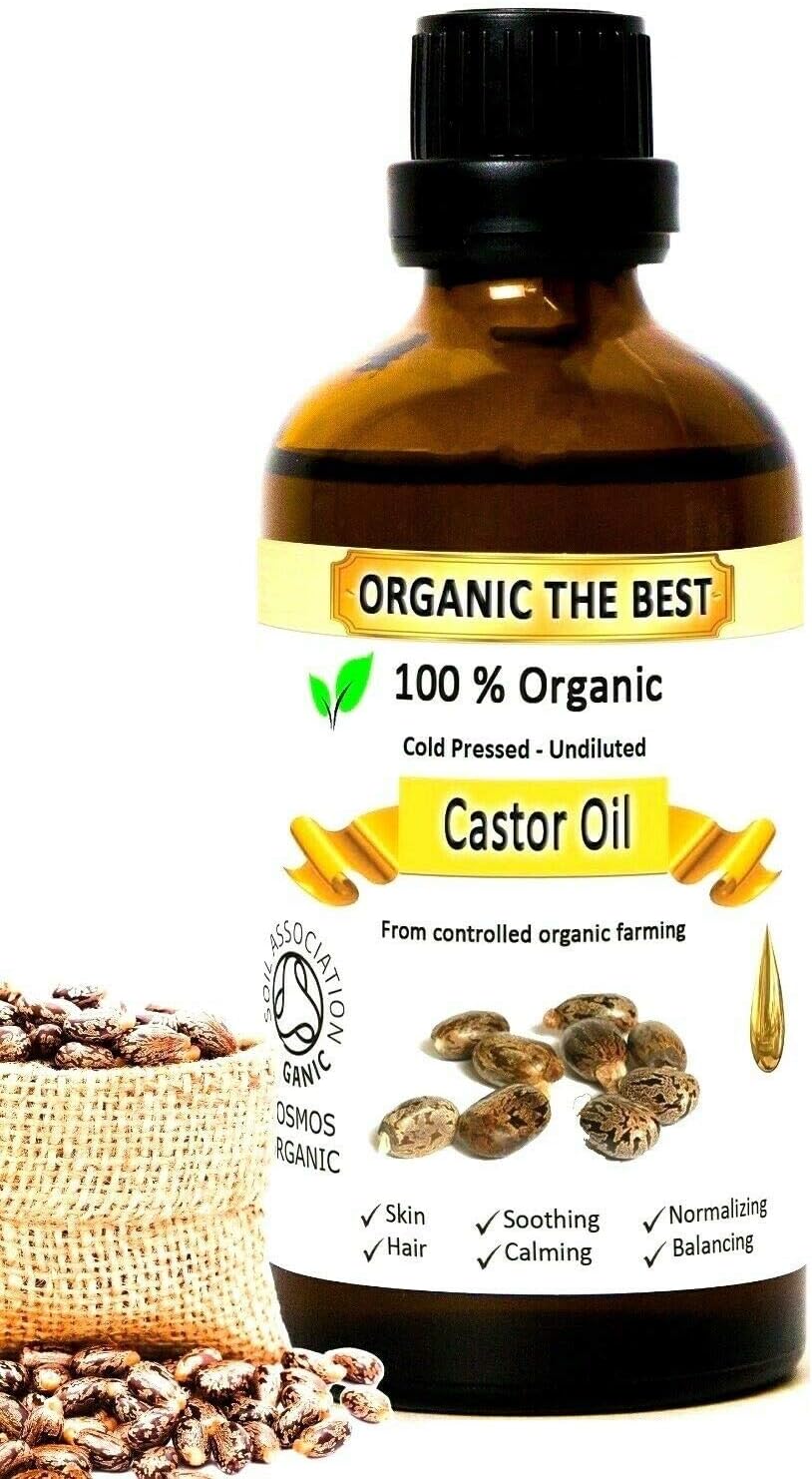 Organic Castor Oil Cold Pressed Undiluted,Certified, Premium Quality 50 ml, Skin,Hair,Eyelash,Eyebrow,MoisturiserSoil AssociationSoil AssociationSoil Association