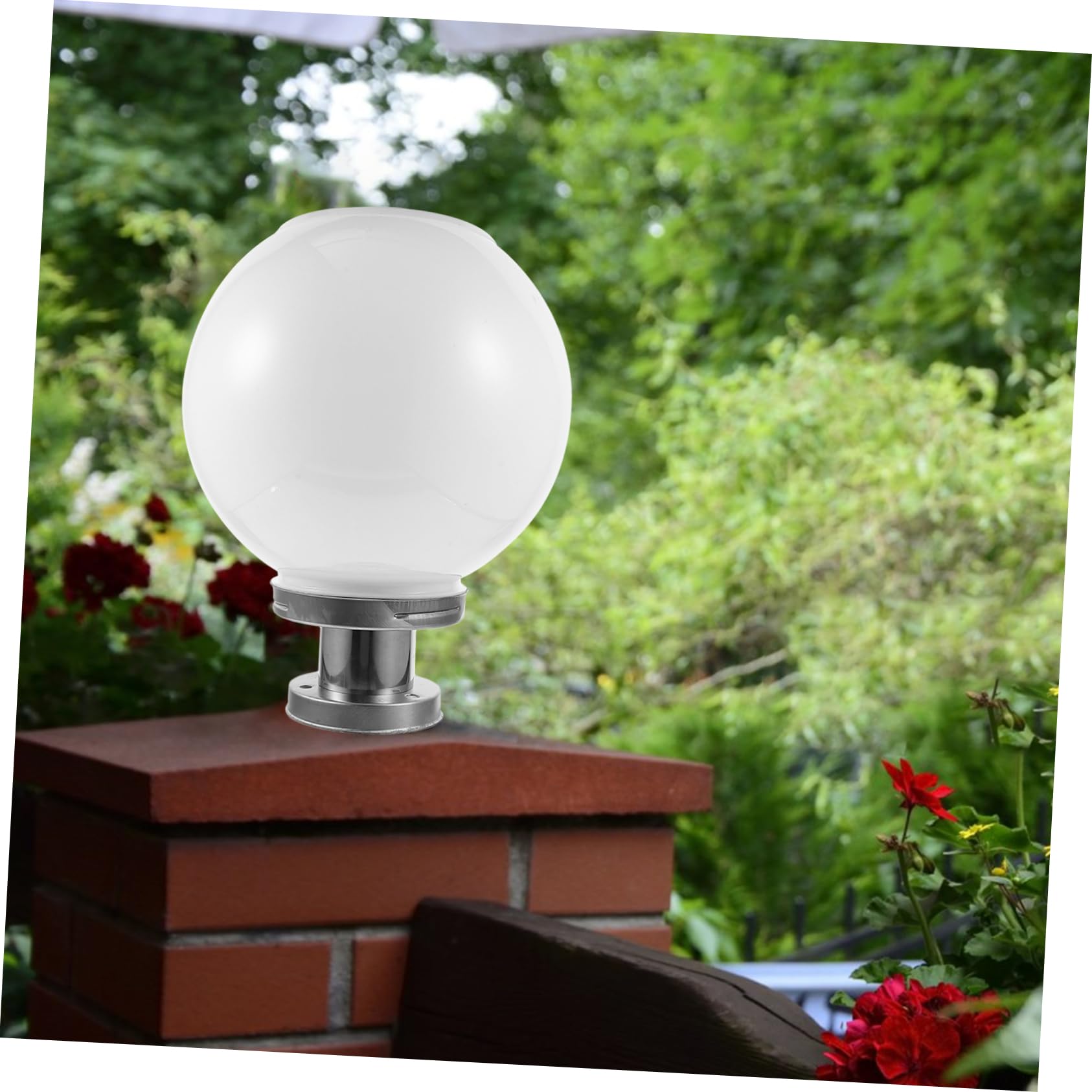 Hemobllo Lampada Solare da Esterno a Forma di Sfera in Plastica per Parete e Giardino, Luce da Cortile Bianco per Illuminazione Solare Outdoor