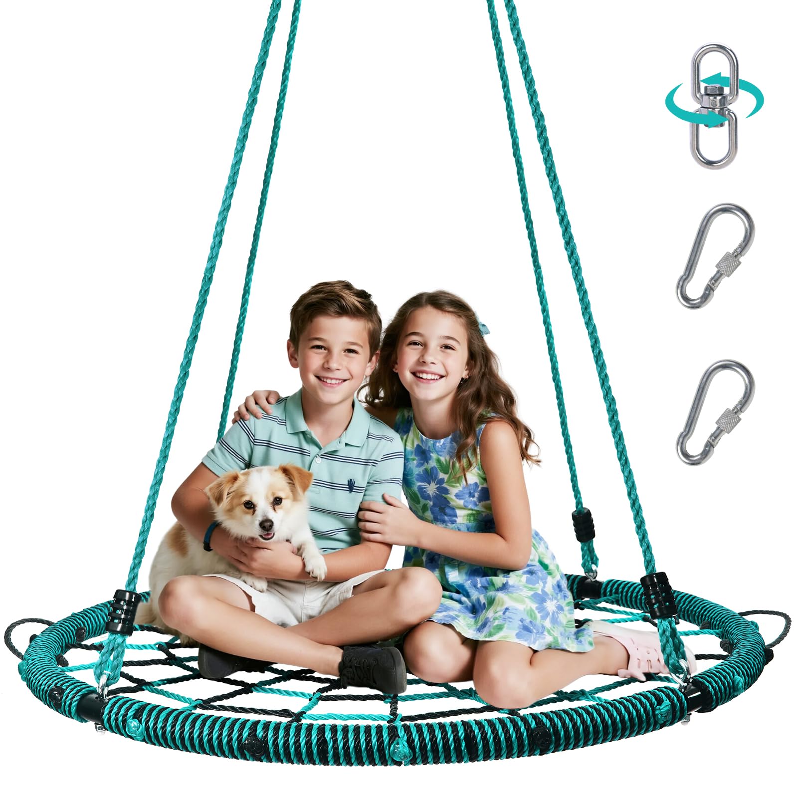 Trekassy 40" Spider Web Saucer Tree Swing with Swivel for Kids &amp; Adults