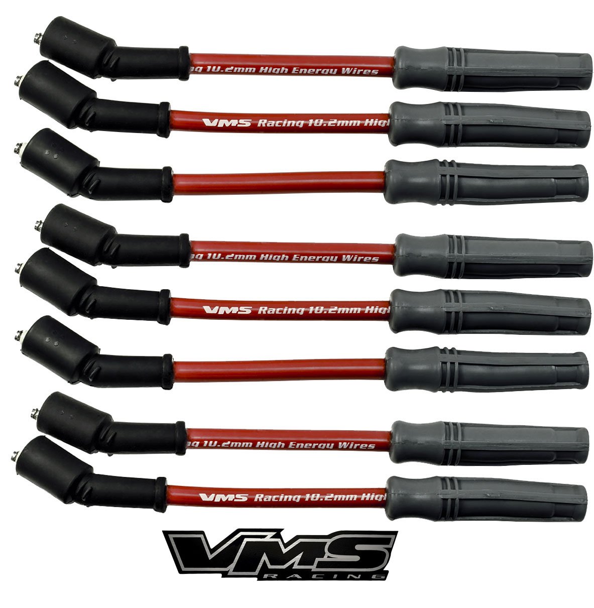 VMS RACING 10.2mm High Performance Engine Spark Plug Cables Ignition Wires Wire Set in Red Compatible with LS1 5.7L V8 GM Engines Chevy Chevrolet Camaro Corvette Pontiac Firebird Trans Am