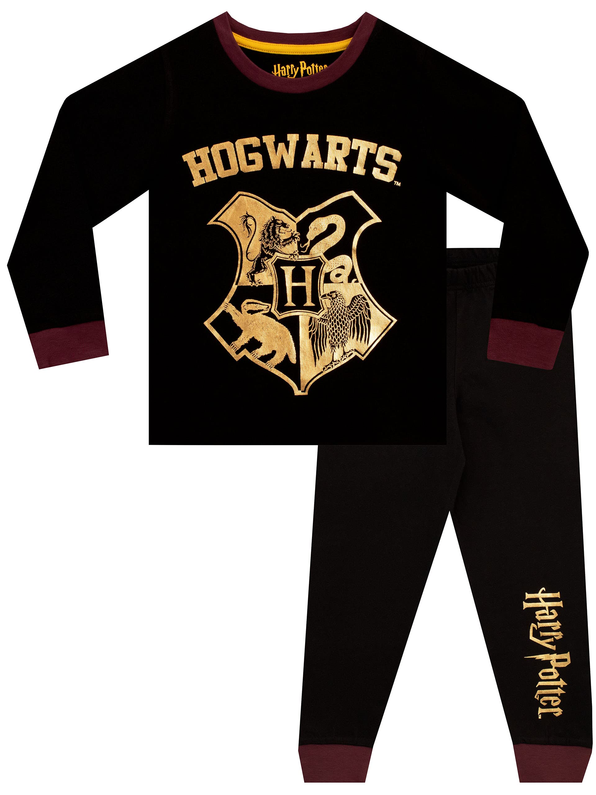 Pigiama Ufficiale Harry Potter Bambina - Maniche Lunghe Con Edvige E Lettera Da Hogwarts, Grigio/Lilla, Taglia 4-5 Anni