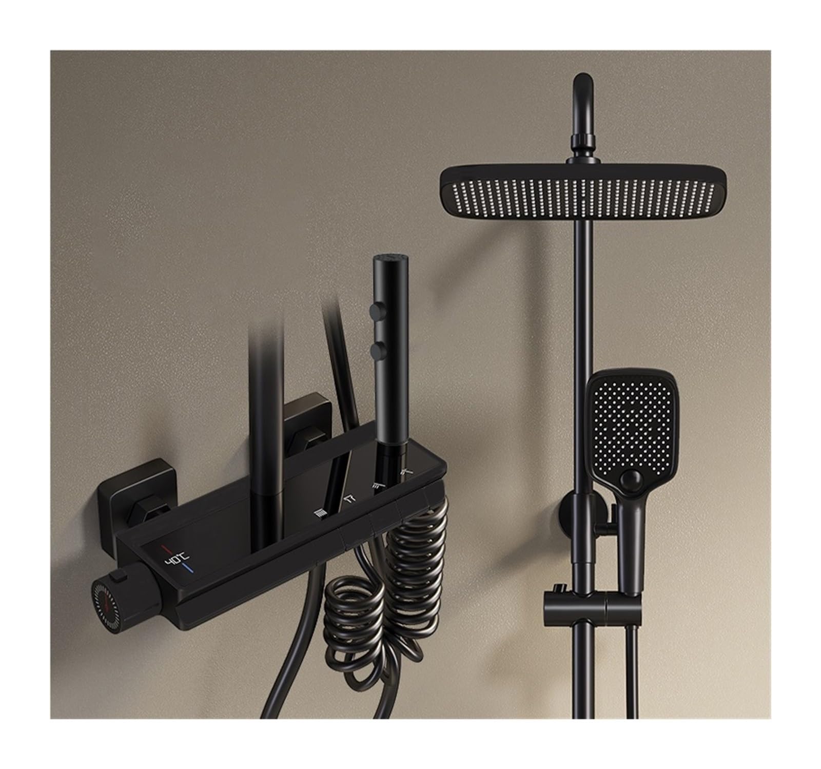Set Doccia Digitale a LED Bagno Miscelatore Caldo Freddo Doccia Montaggio a Parete Spa Rubinetto for Vasca da Bagno a Pioggia Modern Luxury Piano Torneiras(A Thermostatic)