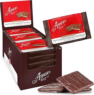 Asher's Chocolates, Chocolate Covered Grahams, Gourmet Sweet and Salty Candy, Individually Wrapped Snack, Family Owned Since 1892 (Milk Chocolate, 15 Count, 2 Packs)