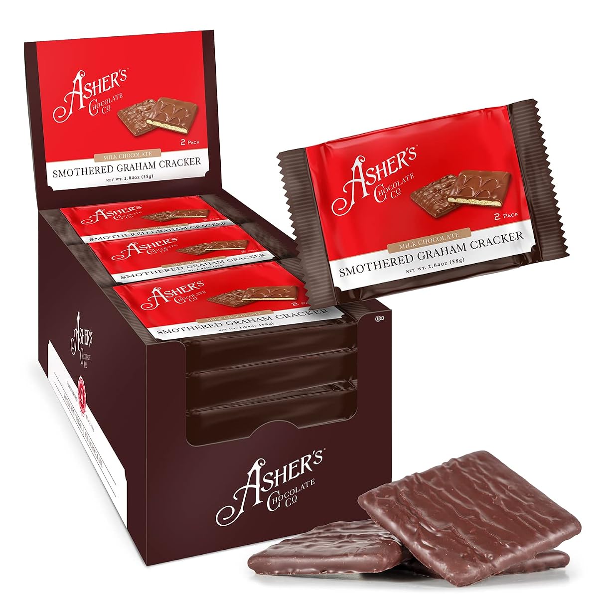 Ashers Chocolates Chocolate Covered Grahams, Milk Chocolate