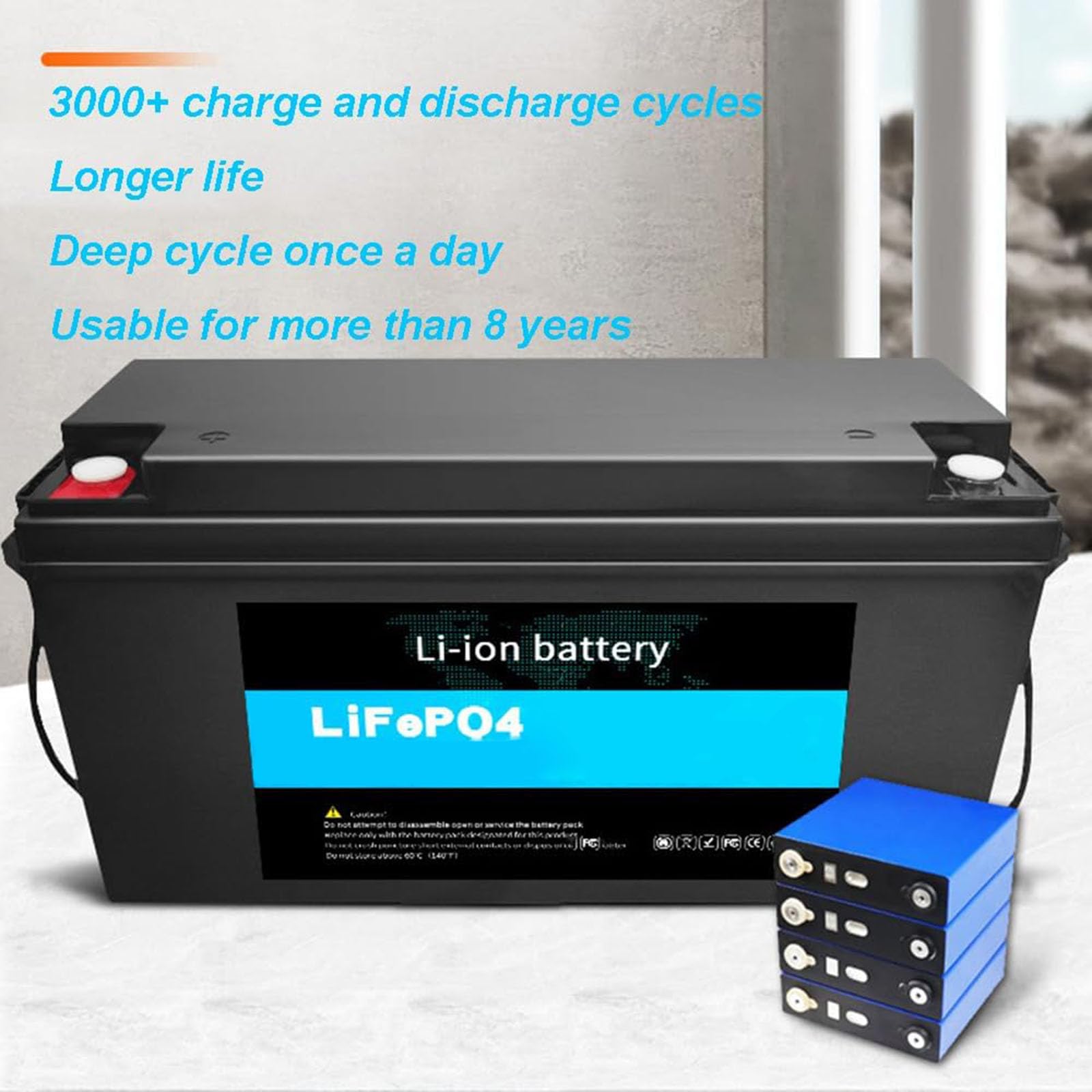 Batterie Lithium-Fer-Phosphate 12,8V Lifepo4 12Ah 18Ah 30Ah 50Ah 100Ah 150Ah 200Ah 280Ah Batterie Lithium-ION avec BMS Intégré pour Camping-Cars Et Lampes Solaires
