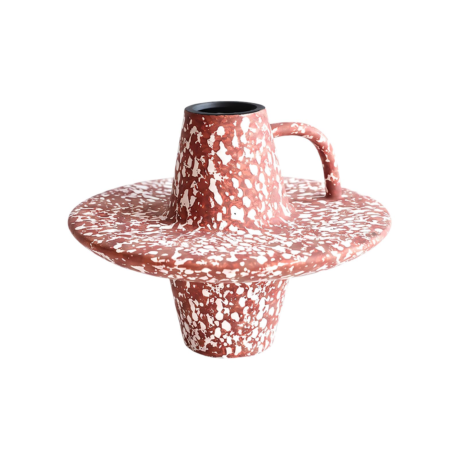 carotoe Abstract Ceramic Vase for Dried Flower Display, Rust Red Decorative Vase with White Speckled Glaze, 18 X 23 Cm Shelf and Desk Decor Abstract Flower Vessel Pottery Shelf Accent Desk Decor