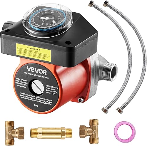 Miniatura 40 de VEVOR Bomba de recirculación de agua caliente, 93W, Bomba de circulación de agua de 110V, Bomba de circulación, Rosca G de 3/4 ″ a adaptador