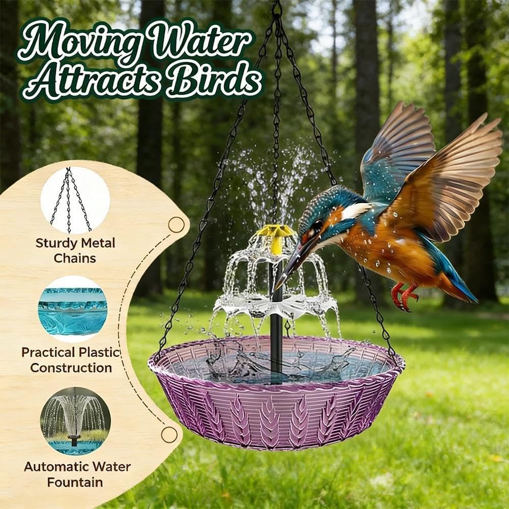 Solar Cascade Hängende Vogeltränke Brunnen Dekorative hängende Vogeltränke mit Wasser Dekorative Gartenpumpe Wetterfest Pat Yard