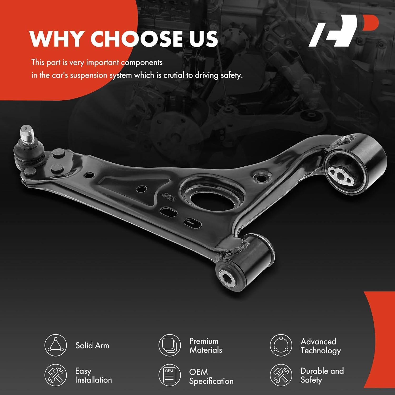 A-Premium Front Right Lower Control Arm, with Ball Joint & Bushing, Compatible with Chevrolet Trax 2013-2022, Buick Encore 2013-2022