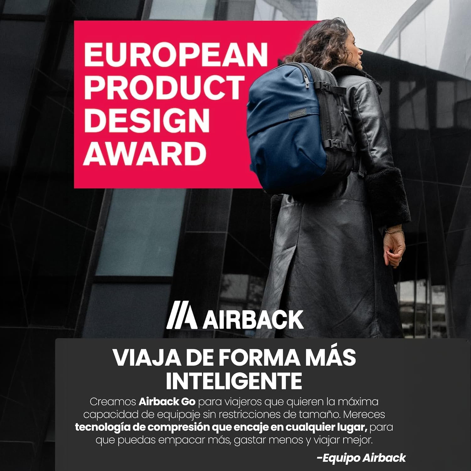 Airback GO Mochila Viaje Vacio - 16-32L, Mochila de Compresión al Vacío, Mochila Cabina, Bolsas de Viaje Ligeras y Ampliables, Cómodas y Resistentes al Agua, Azul