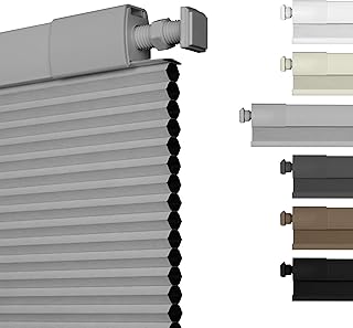 No Drill Blackout Cellular Shades,Light Gray,18" W x 48" H