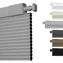 No Drill No Tools Blackout Cellular Shades Cordless Easy Install Honeycomb Blinds Thermal Insulated Noise Reduction Blinds for Indoor Windows,Blackout-Light Gray,16" W x 78" H