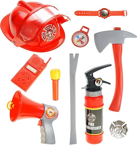 PowerTRC Fireman Gear - Set de juego para niños con casco y accesorios  Divertido juego de disfraz para niños a partir de 3 años  Gran regalo para