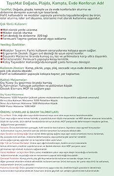 Katlanabilir Sırt Destekli Oturma Dinlenme Minderi Şezlong Kamp Sandalyesi Alternatifi Su Geçirmez Polyester