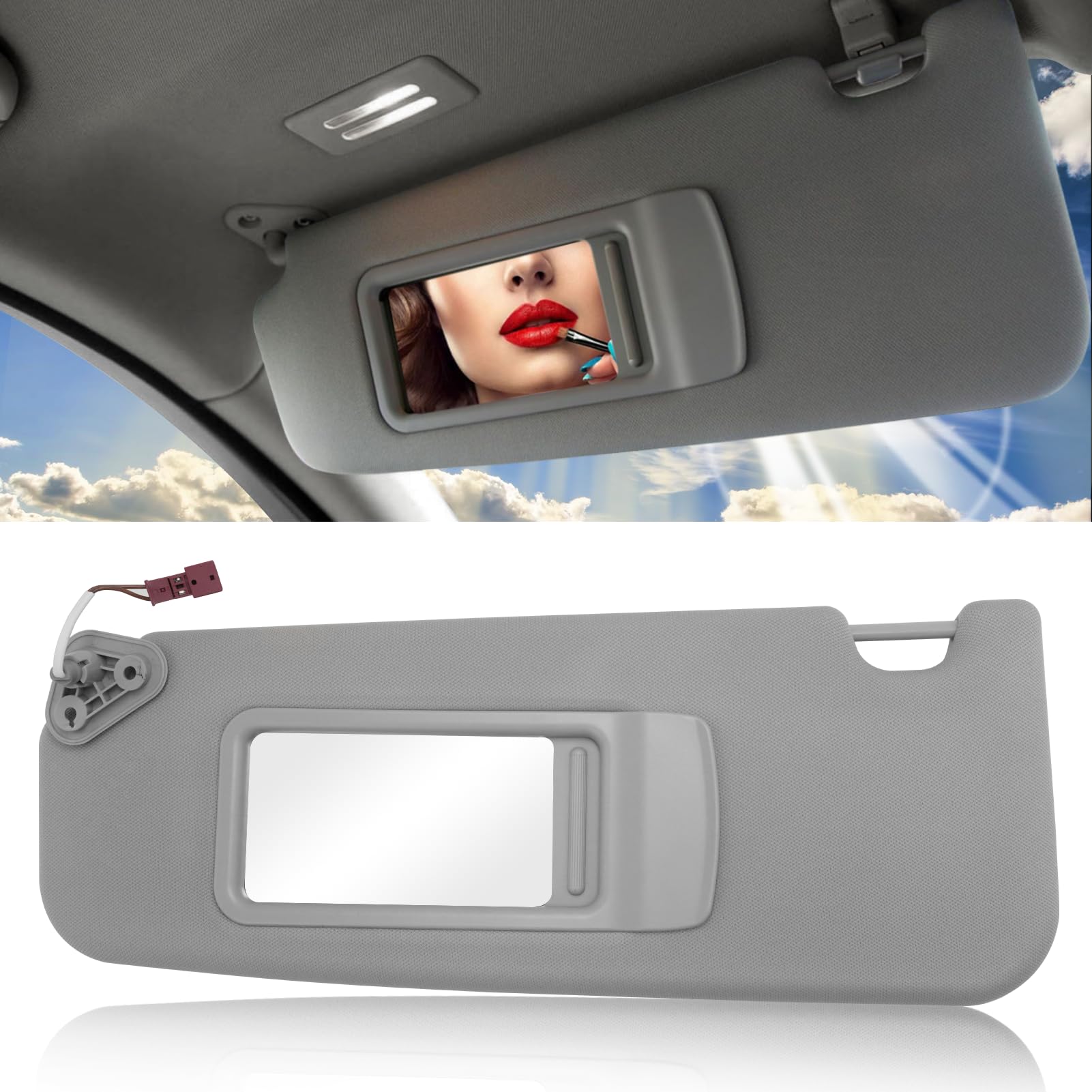 JaronxCompatible with BMW Sun Visor for 3 Series E90 Sedan E91 Touring 2005-2011/ X1 E84, Left Driver Side Sunvisor with Mirror for BMW E90/E91/E84, Sun Visor Replacement 51167252009 (Grey)Global Recycled StandardGlobal Recycled StandardGlobal Recycled Standard