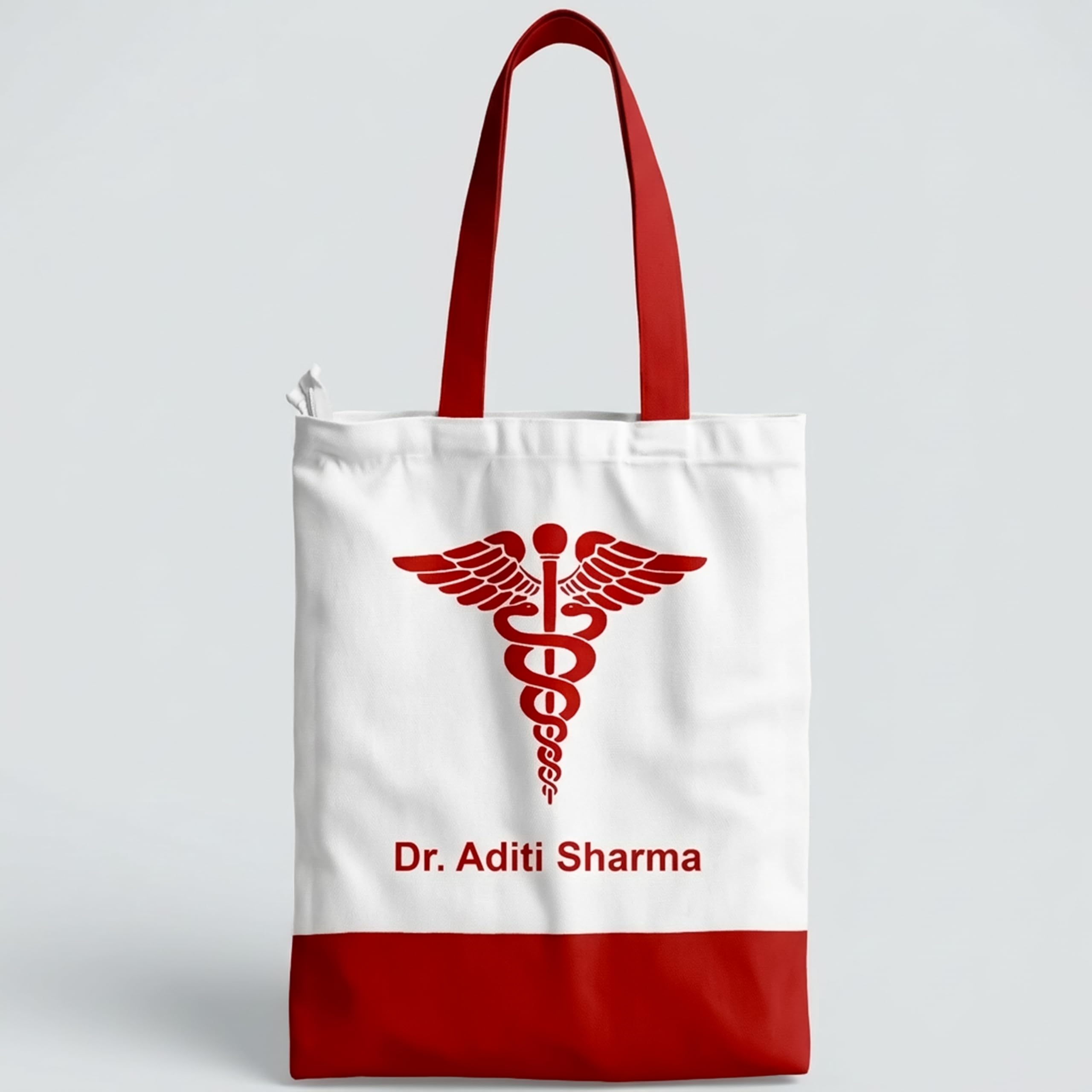 foto vale gifts Personalized Logo & Name Printed White Tote Bag with Zip for Doctors/Advocate. Promotional Bag for Traveling & Daily Use. (Size 14 X 16 Inch)-picture-26
