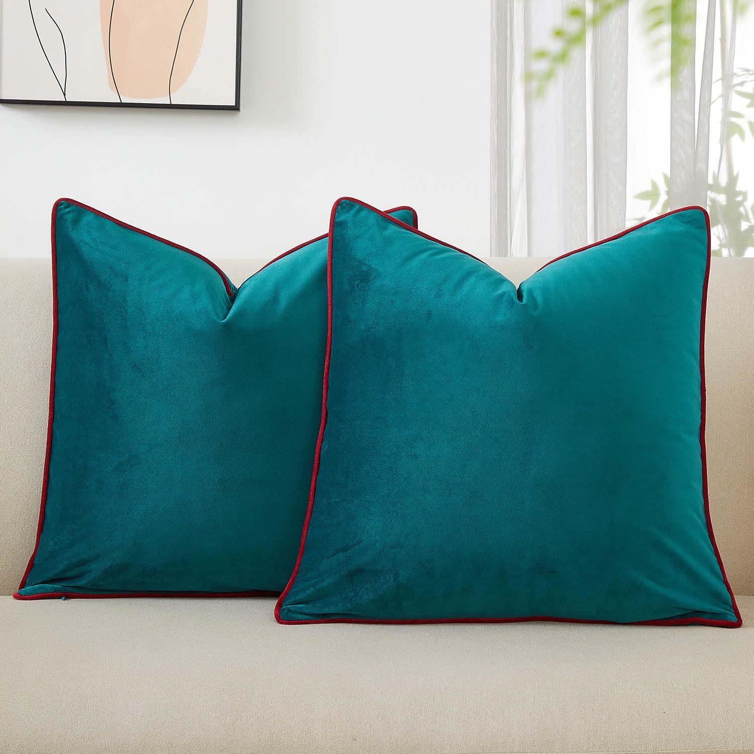 JUSPURBET Apricot Lumbar Velvet Throw Pillow Covers