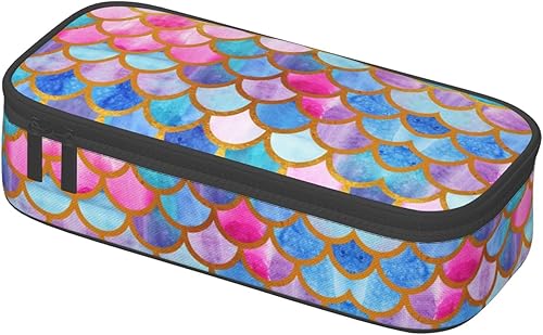 Miniatura 3 de Estuche grande con escamas de sirena de acuarela, estuche para lápices con compartimentos con cremallera, bolsa de lápices para niños, adolescentes,