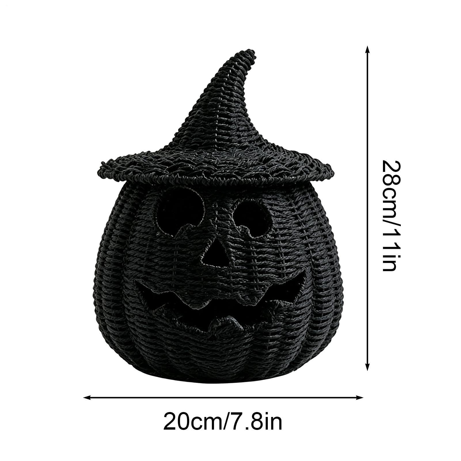 Dekoracyjny Pleciony Kosz Dyniowy Pojemnik Do Przechowywania Halloween Ze | Kosz na cukierki imprezowy do domu, salonu, biurka, kominka, stołu jadalnego, przedpokoju, ganku, przyjęcia