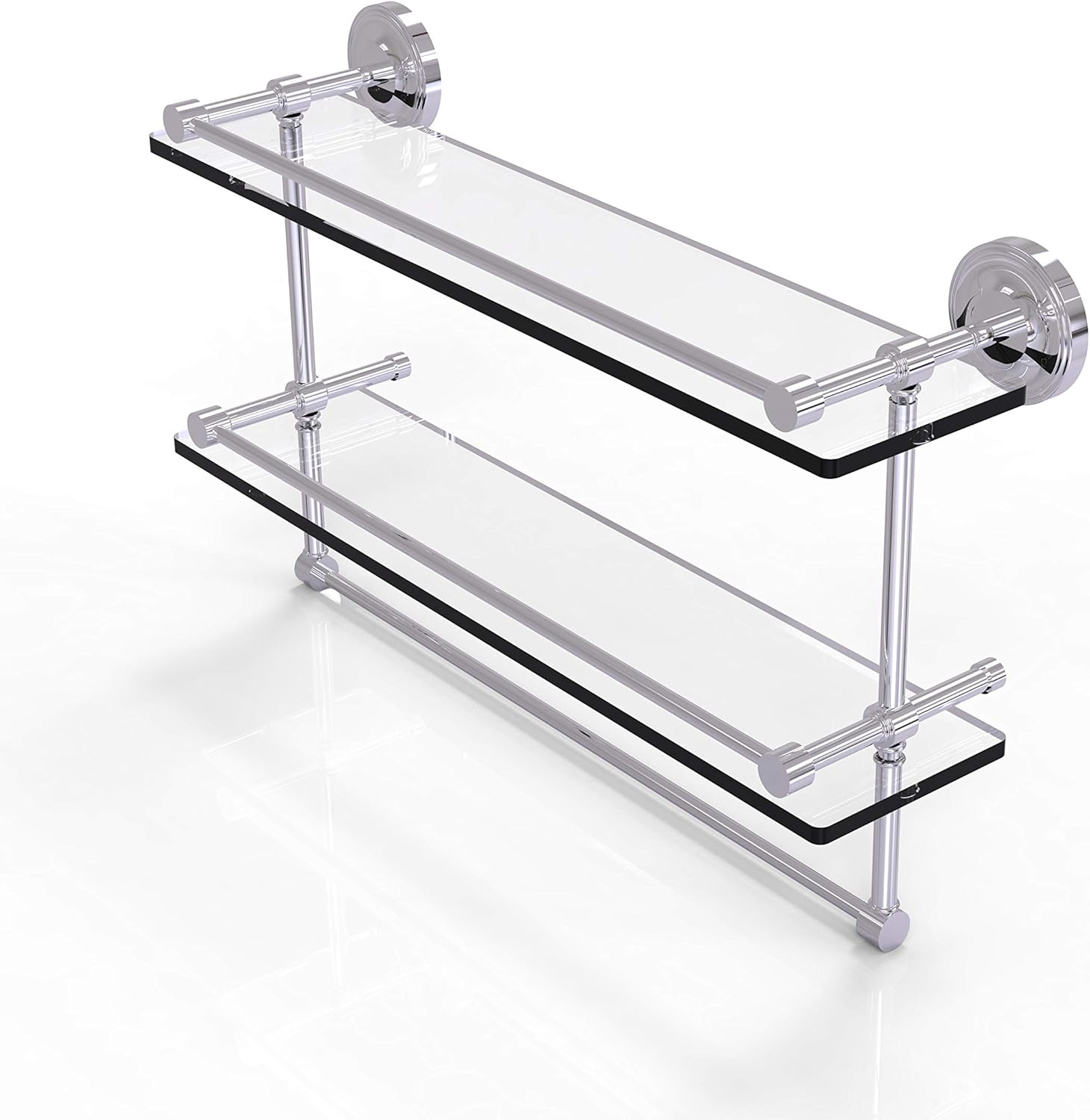 Allied Brass PRBP-2TB/16-GAL-ORB Prbp 2 Tb Gal Inch Gallery Double Towel Bar Glass Shelf, 16 Inch, Oil Rubbed Bronze