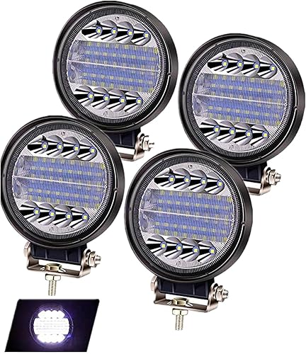 Ourbest Cápsulas LED todoterreno, combo redondo de 4.5 pulgadas con anillo de ojo de ángel azul, luces de conducción de techo para camión, tractor