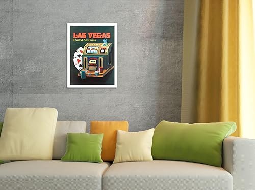Miniatura 4 de Pacifica Island Art Las Vegas Nevada United Air Lines - Máquina tragamonedas - Póster vintage de viaje de aerolínea c.1972 - Cartel de metal vintage